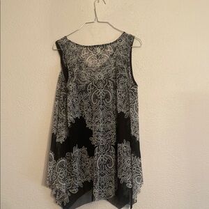 INC International Concepts Black and Gray Lace Sleeveless Top
